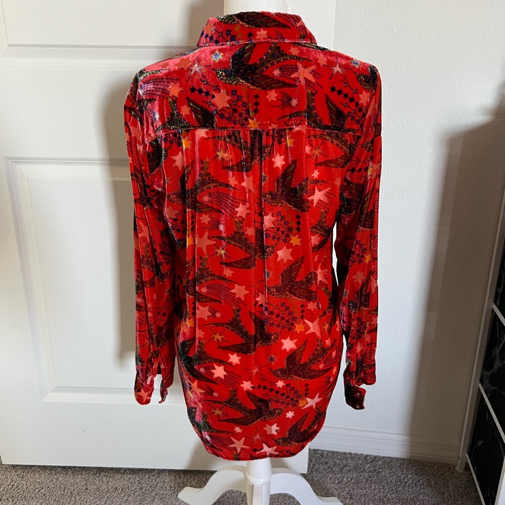NWOT Maeve Anthropologie Dark Orange Velvet Top 6 - Picture 9 of 13